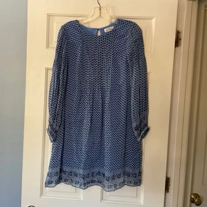 Vineyard Vines Printed Pintuck Swing Dress Silk Blend Deep Bay Blue Size XS - Picture 1 of 9