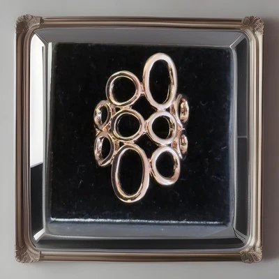 Anillo Retro RevivalModernist Burbuja Círculo de la Vida Chapado en Oro Rosa para Mujer Talla 9 Foto 1 de 3