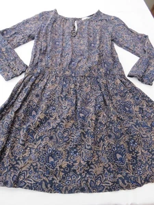 BRAVE SOUL NAVY & VICTORIAN DAMASK PATTERN LONG VISCOSE TUNIC SHORT DRESS UK 18 - Picture 1 of 13