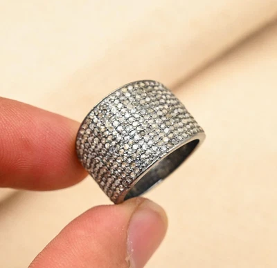 Elegante anello fascia eternità con diamanti pavè in argento 925 anello da... - Immagine 1 di 4