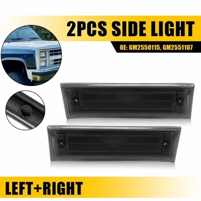 Luces de señalización laterales ahumadas para Chevrolet C10 C20 C30 1981-91 GMC C1500 C2500 EOA Foto 1 de 4