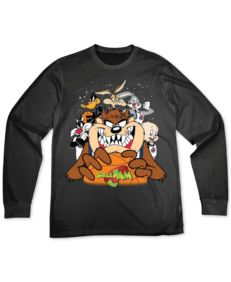 Space Jam Men's Black Graphic Long-Sleeve Crew-Neck T-Shirt Size L - Image 1 of 1