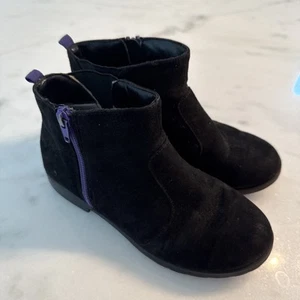 Toms Classic Youth Deia Suede Felt Ankle Boots black Suede & zipper size 2.5 - Picture 1 of 11