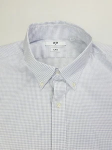Uniqlo Slim Fit Size XL Mens White Blue Pin Stripe Button Down Long Sleeve Shirt - Picture 1 of 10