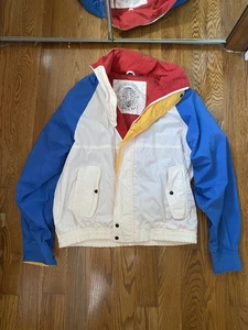 Vintage 90s North Bay World American Design Mens Xtra Large Jacket Red White - Bild 1 von 7