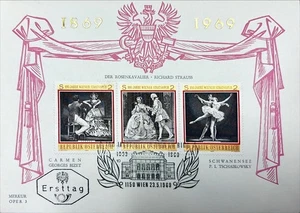 9# Sellos Primeros Días Austria - LAGO DE LOS CISNES P. I. Tchaikowsky - 1969 - Imagen 1 de 2