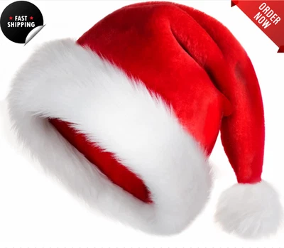 Sombrero de Papá Noel de Navidad - Sombrero de Navidad para adultos para mujeres y hombres - Extra grueso Foto 1 de 4