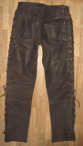 Heavy Damen- Lace-Up Leather Jeans/Motorrad- Trousers IN Dkl Braun Size 42 - Picture 1 of 4