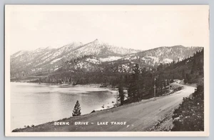 Scenic Drive Lake Tahoe Snow-Covered Mountains Road View RPPC Era Postcard - Picture 1 of 2