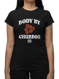 Funny Body By Churros Retro-Inspired Graphic Design Women's T-shirt - Picture 1 of 19