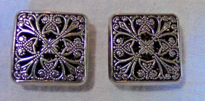 Classic Silver-Tone Button Covers – Intricate Floral Motif – Set of 2 - Image 1 of 2