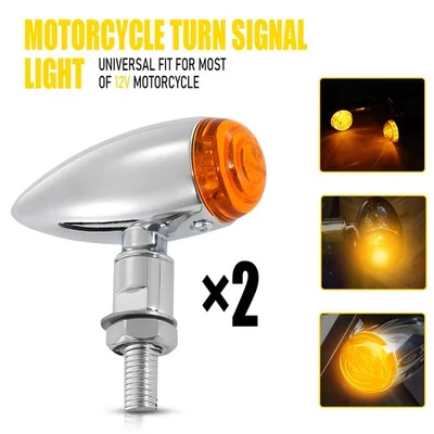 AUXITO Bullet Amber Lens Turn Blinker Signal Indicator Light For Harley Davidson - Image 1 of 4