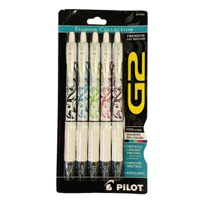 Stylos gel Pilot G2 White Barrel Fashion Collection encre assortie 5 pièces - Photo 1/4