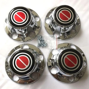 1980-1996 F150 Bronco Van Chrome Wheel Hub Center Caps RED 7 1/8 inches, Red  - Picture 1 of 5