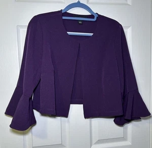Perceptions Women’s Long Bell Sleeve Half Jacket Eggplant Size Large NWOT - Picture 1 of 7