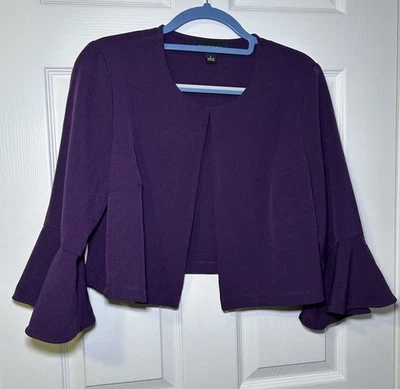 Perceptions Women’s Long Bell Sleeve Half Jacket Eggplant Size Large NWOT - Image 1 of 4