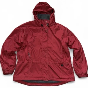 L.L. Bean Outdoors weinrot Fleece gefütterte Jacke mit Kapuze und durchgehendem Reißverschluss Größe Large Petite - Bild 1 von 11