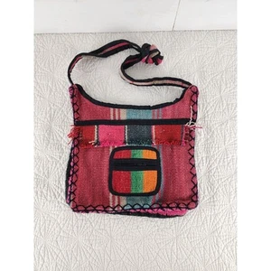 Shoulder bag 70s Hippy Bag Inca's Inc 100% Wool Made in Peru Zippers Y2K - Picture 1 of 7