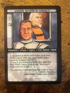 Battletech CCG TCG Card Game Rare Arsenal Expansion Janos Marik's Legacy - Picture 1 of 1
