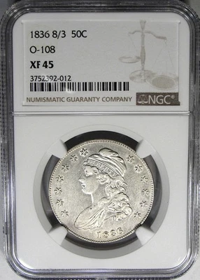 1836/1336 50C NGC XF45 O-108 CAPPED BUST ~ BRILLIANT SEMI-PL VARIETY!  VIDEO - Image 1 of 4