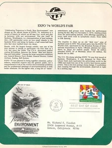 Expo Sociedad Conmemorativa Postal 1975 Feria Mundial 1974 FDC matasellado - Imagen 1 de 1