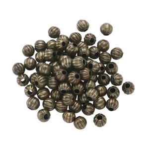 100pcs Antique Bronze Iron Corrugated Beads Nickel Free Round Spacer Beads 6mm - Picture 1 of 9