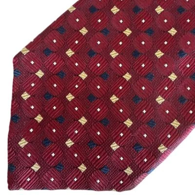 Joseph A. Banks Signature Collection Silk Necktie Dark Red Geometric NWT - Image 1 of 4