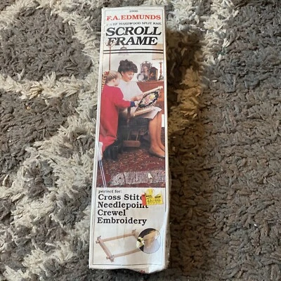 Hardwood Split Rail 6” x 12” Cross Stitch by F.A. EDMUNDS Scroll Frame# 2996 - Image 1 of 4