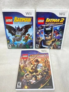 Lot of (3) Lego Wii Games: Batman 1 and 2, Indiana Jones 2 Tested + Working! - Picture 1 of 12