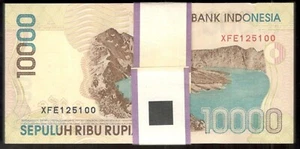 Lot 100 Pcs 1 Bundle Indonesia 10,000 10000 Rupiah 1999 / 1998 UNC REPLACEMENT - Picture 1 of 3