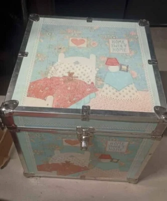 Toy Box Vintage Storage Chest Trunk Wood & Metal Home Sweet Home 16"X16"x17" - Image 1 of 4