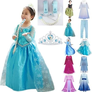 Niños Niña Elsa Anna Princesa Vestir Elegante Disfraz Juegos con disfraces Fiesta de Carnaval Nuevo - Imagen 1 de 20