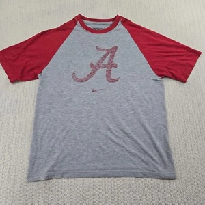 Nike Alabama Crimson Tide Raglan Shirt Mens Medium Gray Red SEC Football - Picture 1 of 8