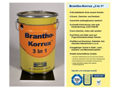 Brantho Korrux 3in1 Rostschutz 5l Metallschutzfarbe Farbauswahl alle Farbtöne - Bild 1 von 3