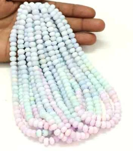 Amazing Light Pink Blue green shaded Opal Smooth rondelle shape Beads, 7-10mm Mu - Picture 1 of 14