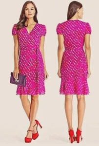 DIANE VON FURSTENBERG Layton Silk Jersey and Chiffon Ruffle Wrap Dress sz 0 $448 - Picture 1 of 23