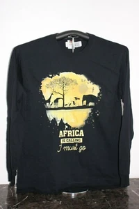 AFRICA IS CALLING I MUST GO Long Sleeve T-Shirt, Large, Black - Picture 1 of 5