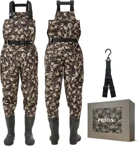 PRISTIS Unisex (M9/W10) CAMO Fishing Wader with Bootfoot *Open Box NEW - Picture 1 of 9