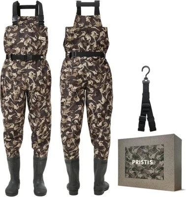 PRISTIS Unisex (M9/W10) CAMO Fishing Wader with Bootfoot *Open Box NEW - Image 1 of 4
