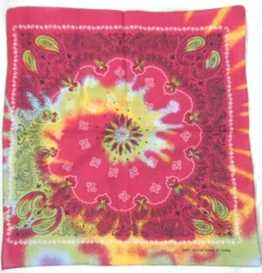 BUFANDA PAÑUELO BORDE PAISLEY ORO ROSA TEÑIDO 19" X 20" ABRIGO CABEZA MOTERA ALGODÓN - Imagen 1 de 5