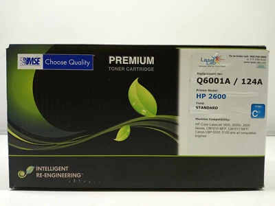MSE LaserLab Toner Cartridge Q6001A 124A Cyan Compatible 2600 Series SEALED - Image 1 of 4