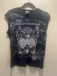 Harley Davidson Sleeveless Shirt Milwaukee Design Front2005 Black Sioux Falls SD - Picture 1 of 6