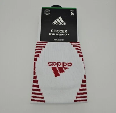 Adidas Soccer Team Speed Over the Calf Socks White Red Size S Youth 4Y - Image 1 of 4