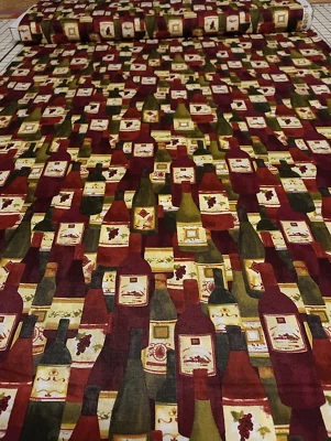 Clothworks Rhone Valley Burgundy Green Wine Bottles By Suzi Zipkin Cotton Fabric
