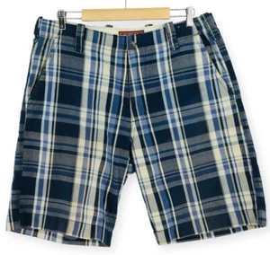 Plugg Co. Pantaloncino Uomo 36 Blu Plaid Cotone 10" Cucitura Interna Golf - Foto 1 di 15