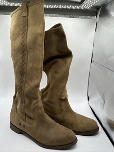 OTBT Putney Knee High Tan Suede Boots w/Boho Side-Stitching Stud Detail Sz 9 - Picture 1 of 13