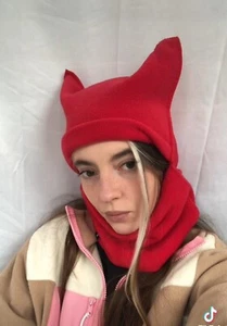 Ladies handmade balaclava hat with ears long hooded animal scarf warm windproof - Picture 1 of 1