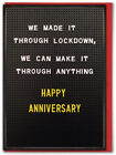 Post Lockdown Anniversary Card Isolation Quarantine Funny Humour Husband Wife