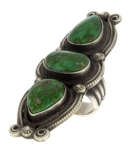 8.5 - Triple Stacked Sonoran Gold Turquoise Ring By Calvin Martinez - Picture 1 of 5
