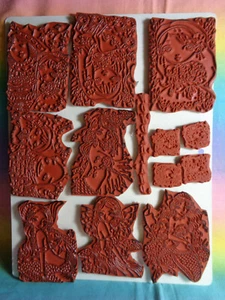 Gummistempel verschiedene Bogen mit grauer Rückseite 13 Stück - Bild 1 von 9